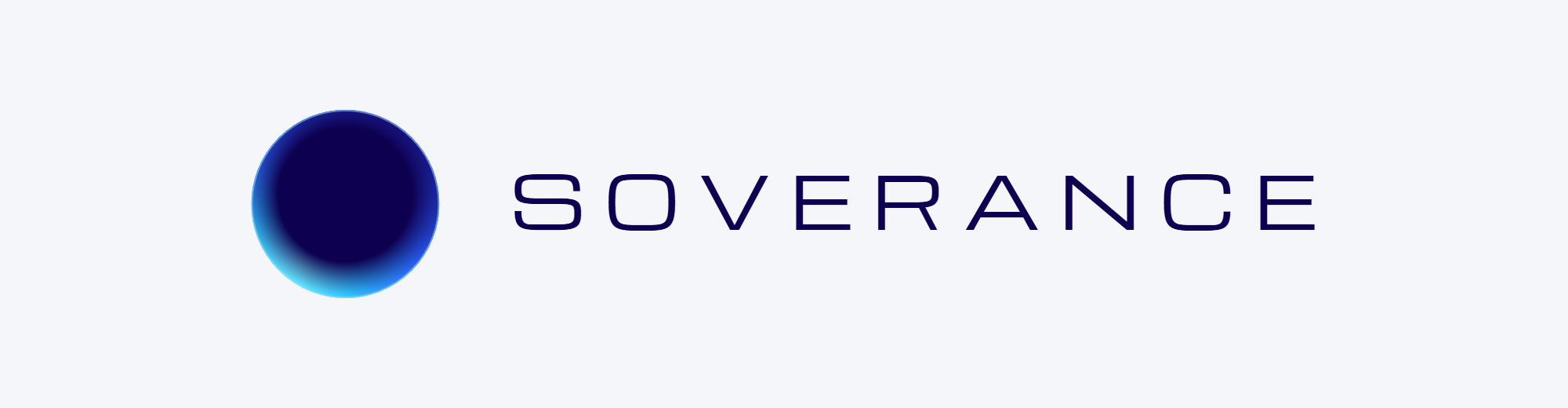 Soverance logo, the orb beside the wordmark, on a light background