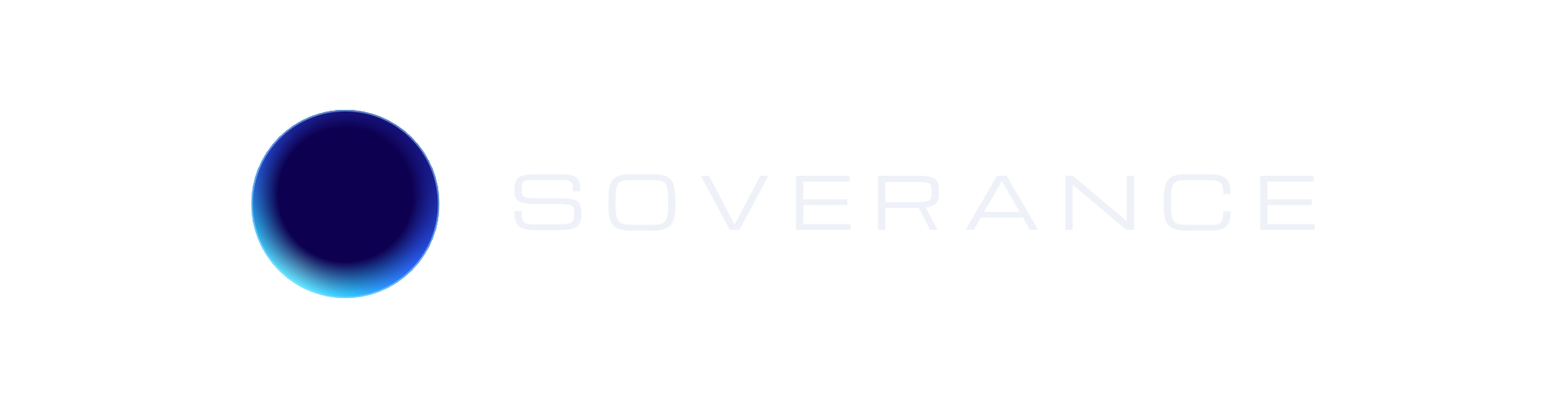 Soverance logo, the orb beside a white wordmark, on a transparent background