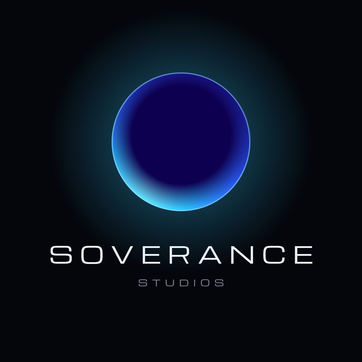 Soverance logo, the orb above the wordmark, on a dark background