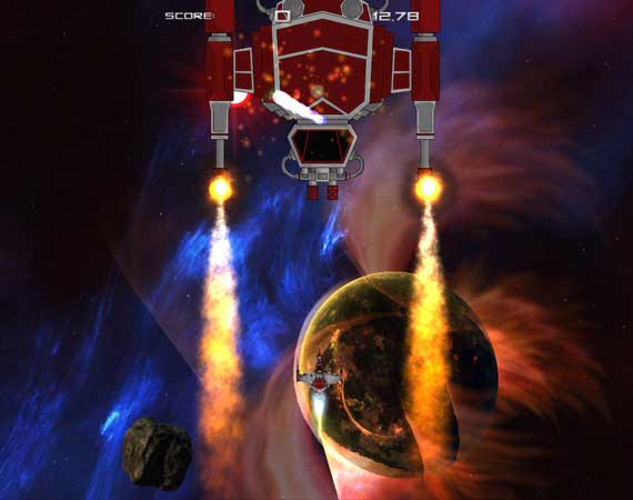 Endless Reach Mobile: a boss ship firing twin jets of flame at the player